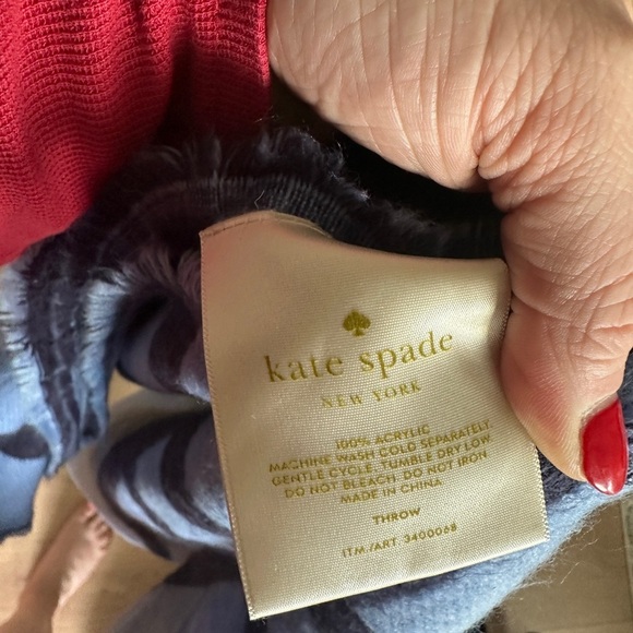 kate spade Blue and Black Striped Scarf - Picture 2 of 2